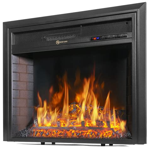 Barton Electric Fireplace Insert Flame Stove Adjustable Flame Timer
