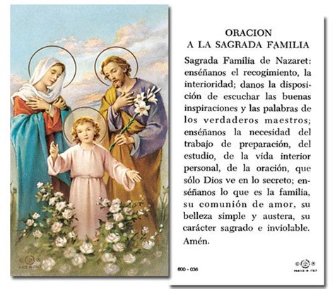 Oracion A La Sagrada Familia Spanish Free Ship 49 Catholic Online