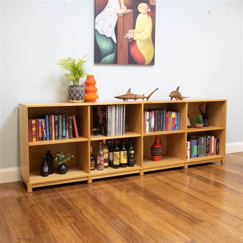 6882r Retro Contemporary Low Line Bespoke Bookcase Bookshelf Lp