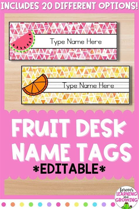 Editable Tropical Fruit Name Plates Or Desk Tags For Back To School