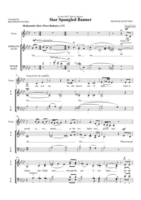 The Star Spangled Banner Sheet Music Francis Scott Key Satb Choir