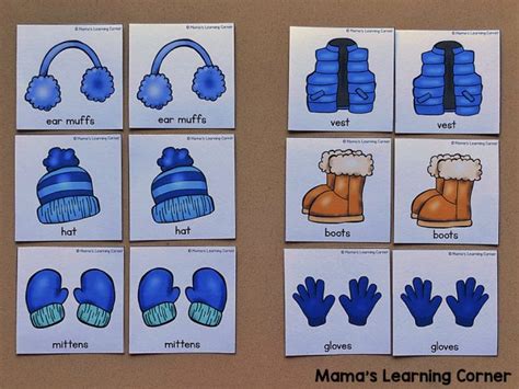 Winter Clothes Match Game Packet Mamas Learning Corner