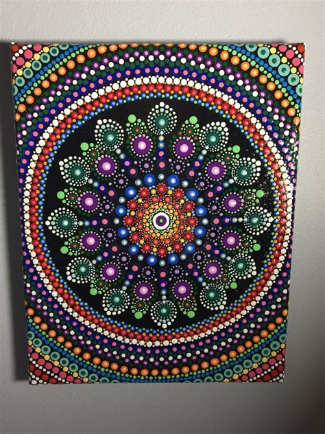 Hand Painted Mandala On Canvas Mandala Meditation Dot Art Calming