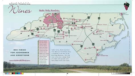 A Map Of Wineries In North Carolina With The Names And Locations On It