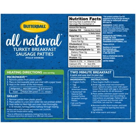 Butterball All Natural Fully Cooked Turkey Breakfast Sausage Patties 8