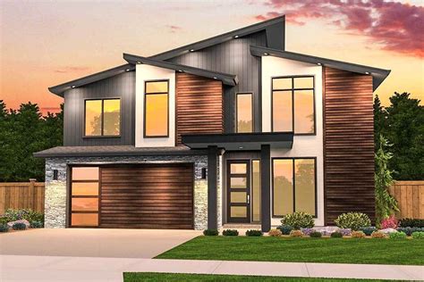 Plan 85208ms Angular Modern House Plan With 3 Upstairs Bedrooms Small