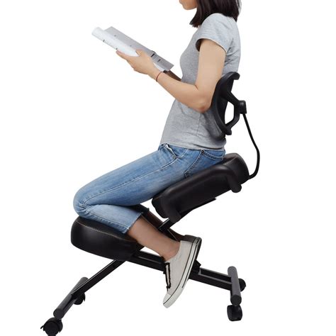 Dragonn By Vivo Ergonomic Kneeling Chair With Back Support Black