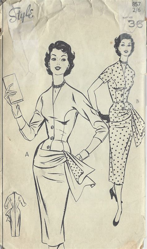 1950s Vintage Sewing Pattern B36 Dress 1013 The Vintage Pattern Shop