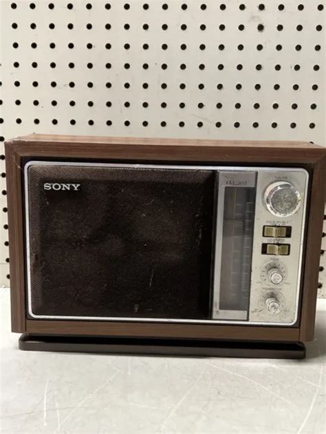 VINTAGE SONY TABLETOP AM FM Radio Model ICF W Wood Finish TESTED See Descrip PicClick
