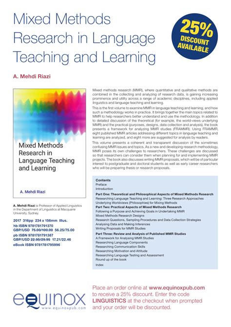 Pdf Mixed Methods Research In Language Teaching And Learning