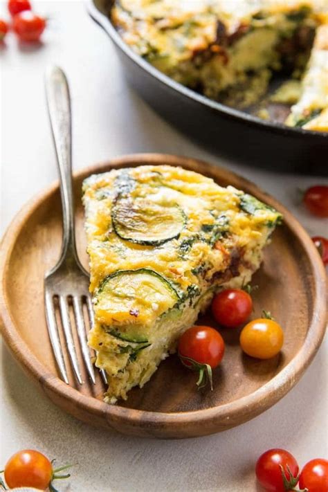 Spinach Frittata With Zucchini Sun Dried Tomatoes And Goat Cheese