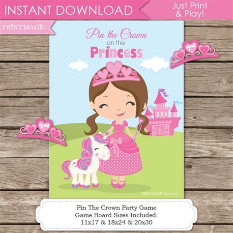 Pin The Crown On The Princess Printable Party Game 4