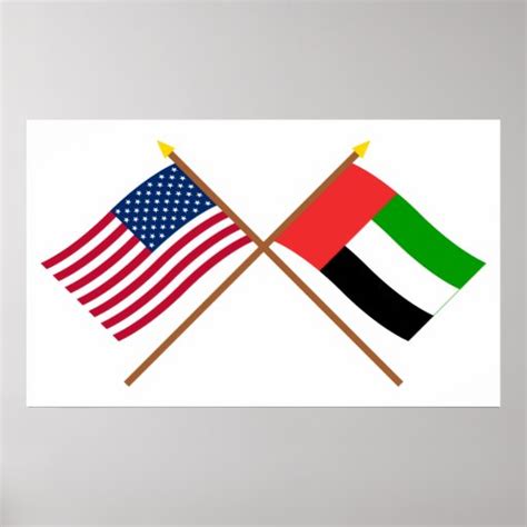 US And United Arab Emirates Crossed Flags Poster Zazzle
