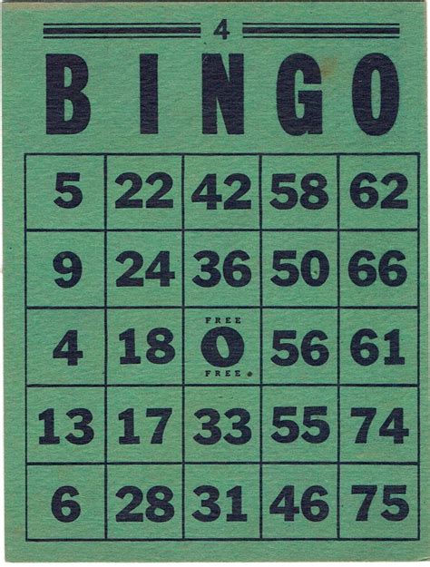 Vintage Bingo Card Green And Black Bingo Cards Free Printable