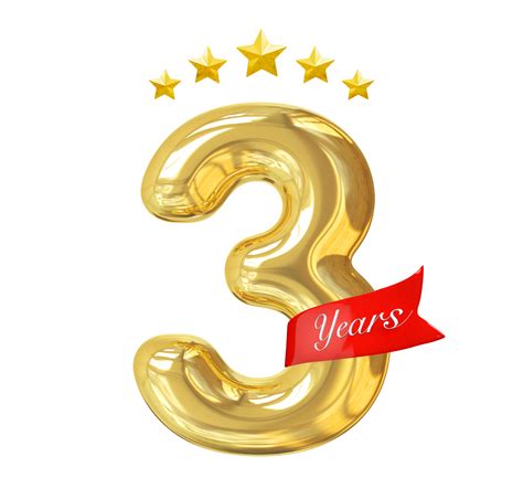 3 Years Anniversary Golden 11297858 Png