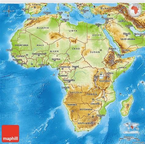 Africa Physical Features Map Mountains