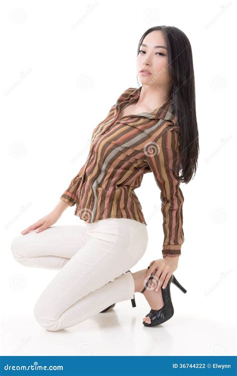 Squat Pose By Asian Beauty Stock Photo Image Of Body