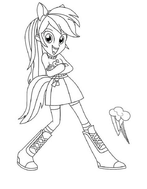 Rainbow dash in gala dresses | princess coloring pages. Rainbow Dash Human Coloring Pages в 2020 г (с ...