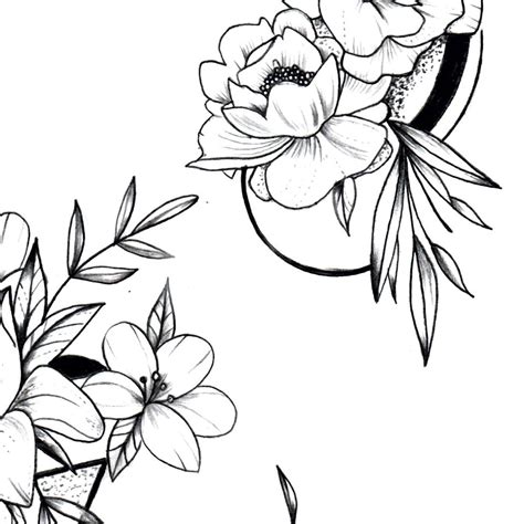5 Geometric Flowers Line Work Tattoo Design Tattoodesignstock