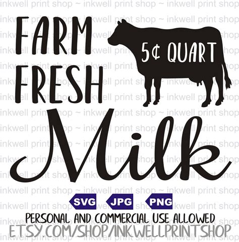 Farm Fresh Milk Digital File Svg Png  Instant Etsy