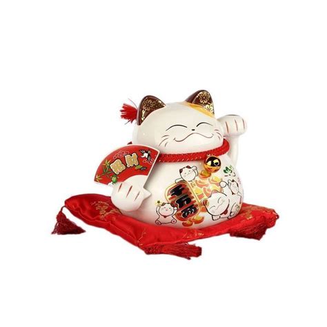 Statuette Maneki Neko Japonais Symbole Traditionnel Porte Bonheur