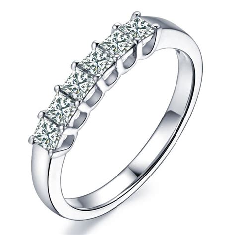 100 Carat Princess Cut Diamond Wedding Band On 10k White Gold Jeenjewels