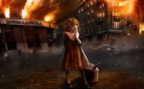 Fantasy wallpapers fantasy, in general, is creative, especially when it is extravagant and unlimited fantastic wallpapers are usually created around the feelings of a miracle and magic, although some. City Destruction Fantasy Fire Flame Little Girl Wallpaper - Resolution:1920x1200 - ID:874551 ...