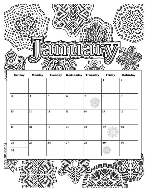 Monthly Calendar Coloring Pages Download And Print For Free Print