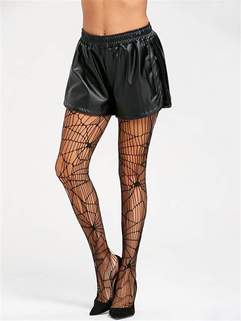 17 Off 2021 Openwork Spider Web Tights In Black Dresslily