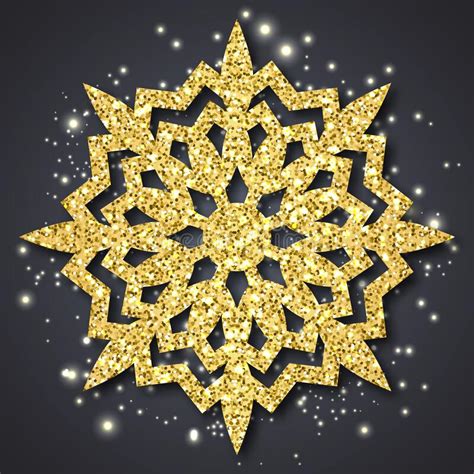 Snowflake Gold Glitter Texture Background Christmas Decoration Golden