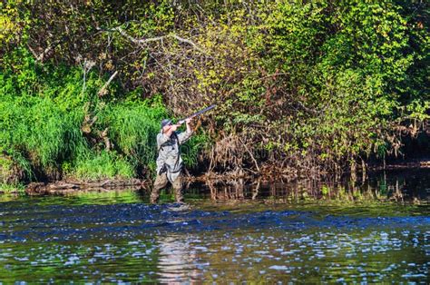 Hunter Hunting Duck Stock Photo Image Of Equipment Portrait 99609752