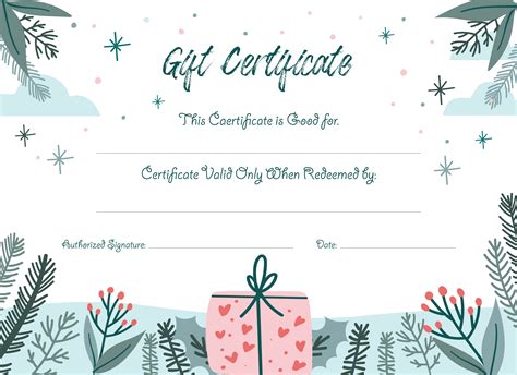 Blank Christmas Gift Certificate Template Gift Certificates Blank Gift Certificate Graduation