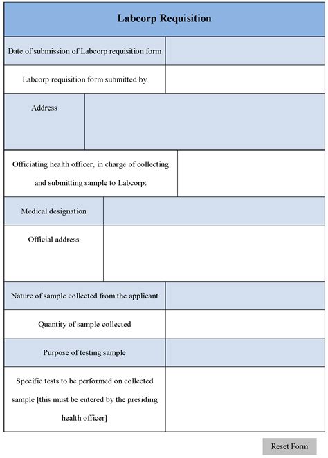 Printable Lab Requisition Form Template