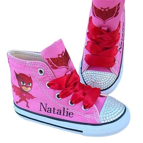 Owlette Converse Bling Crystal Toes Pj Mask Shoes Pink Etsy