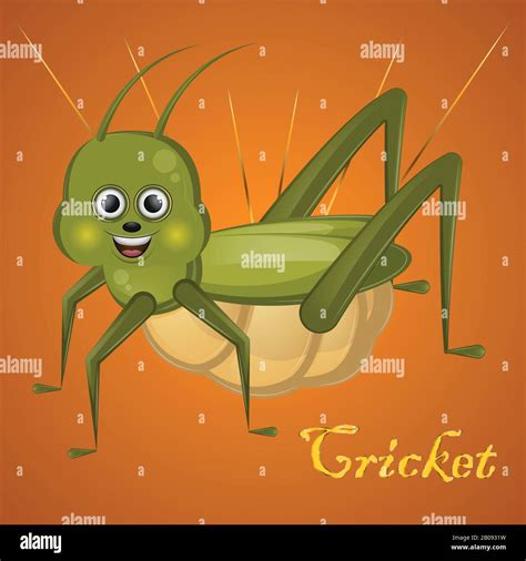 Cartoon Of A Cute Happy Cricket Stock Vector Image And Art Alamy