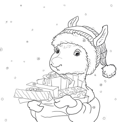 Llama Llama with Christmas Gifts Coloring Page - Free Printable