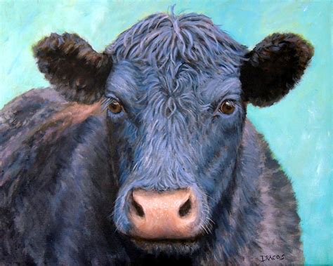 Black Angus On Turquoise Painting By Dottie Dracos Fine Art America