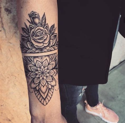 This one shows off your strong and powerful side, and it also emphasizes your love. Mandala flower armband | Arm band tattoo, Tattoos, Band tattoo