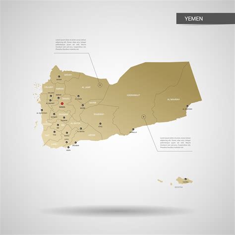 Stylized Vector Yemen Map Infographic 3d Gold Map Illustration With
