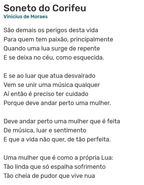 Soneto do corifeu Vinícius de Moraes Poemas Frases e poemas Moraes
