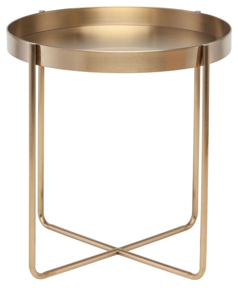 White and gold round side table. Gaultier Gold Metal Side Table from Nuevo | Coleman Furniture