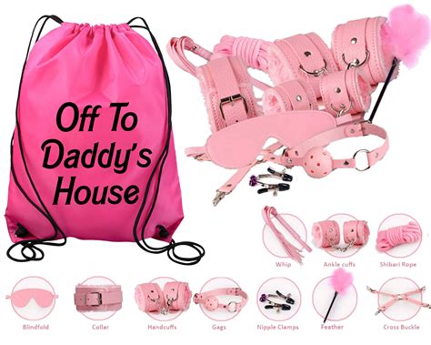 pink beginners bondage kit and personalized storage bag daddy master ddlg bdsm cglg submissive