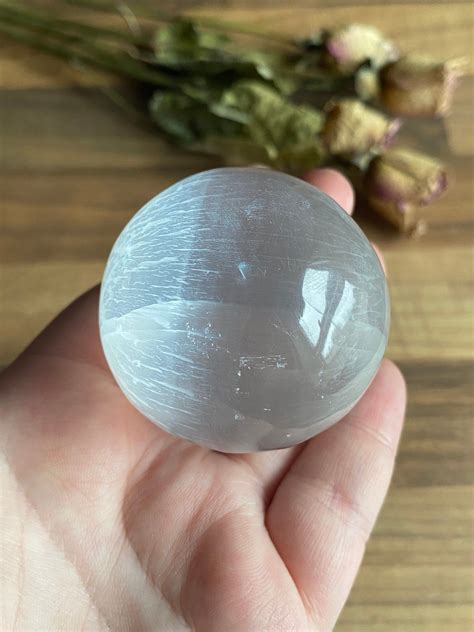Selenite Crystal Sphere 1 Etsy Uk Crystal Sphere Sphere Sodalite