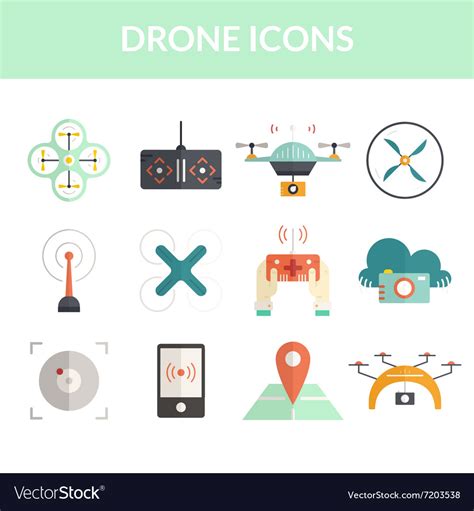 Drone Flat Icons Royalty Free Vector Image Vectorstock