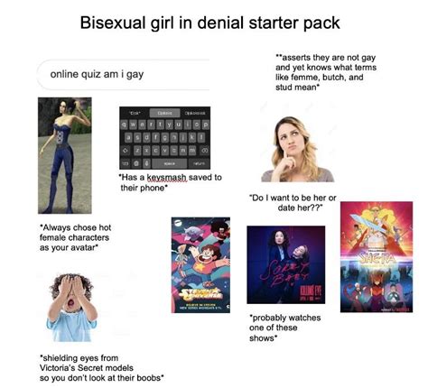 revised bisexual girl in denial starter pack r starterpacks