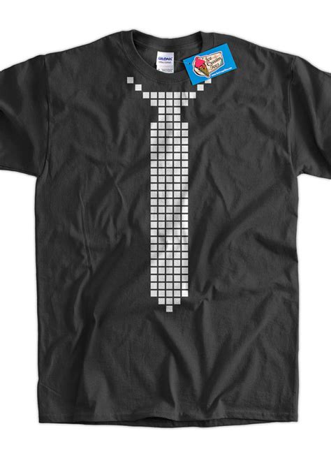 Funny Tie Geek Computer Fancy Dress T Shirt Pixel Tietee