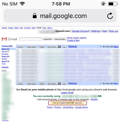 Accessing Gmail Standard View From Your Mobile Phone