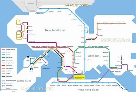 Hong Kong Printable Sightseeing Map Mrt Metro Subway Underground