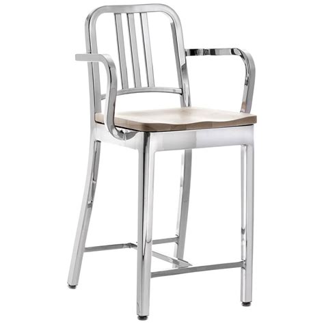 Emeco Navy Counter Stool In Polished Aluminum By Us Navy For Sale At