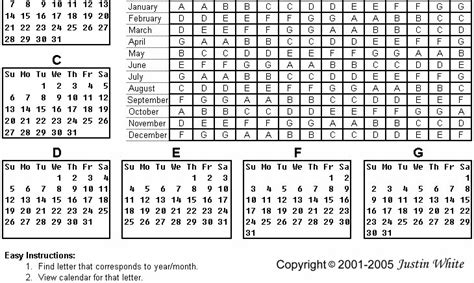100 Year Perpetual Calendar